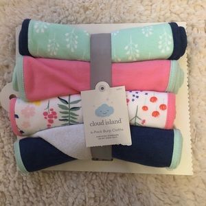 Cloud Island 4-Pack Burp Cloths NWT